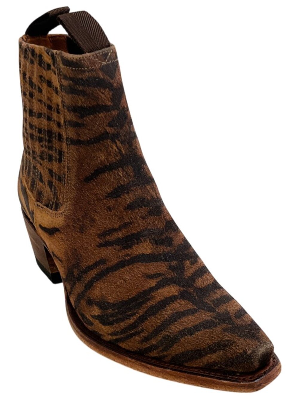 Ann Mashburn Brown Tiger Print Short Cowboy Booties